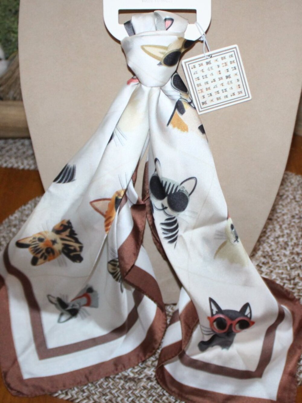 NWT Piper-K Double sides whimsical cat scarf/purse scarf WHIMSICAL/FUN!! - Picture 6 of 10